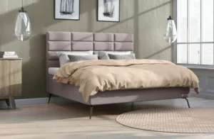 Svane Boxspringbett Ariana Nordic in Grau mit Metallfüßen